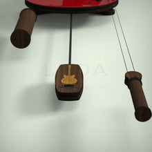 Load image into Gallery viewer, Guitar clock pendulum with guitar marquetry detail