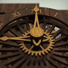 Load image into Gallery viewer, showmans engine clocks hands with front wooden gearing