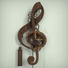 Load image into Gallery viewer, Treble clef wall mounted pendulum clock