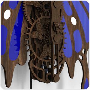 Butterfly clock escapement and seconds hand