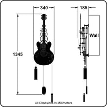 Load image into Gallery viewer, Gibson 335 clock silhouette with dimensions