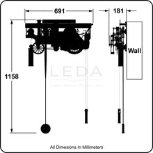 Load image into Gallery viewer, Showmans engine clock technical drawing and overall dimensions