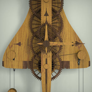 Concorde mechanical wooden clock with Concorde hour and minute hands 