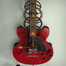 Load image into Gallery viewer, Guitar clock wooden gear train