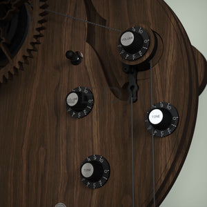 Guitar Clock Inspired By The Gibson 335 - Wooden Mechanical Pendulum Wall Clock Finished In Walnut