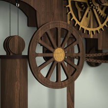 Load image into Gallery viewer, Showmans steam engine clock front wheel with marquetry wheel hub