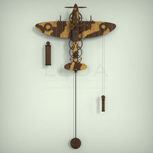 Load image into Gallery viewer, Spitfire wall clock full view of clock and pendulum