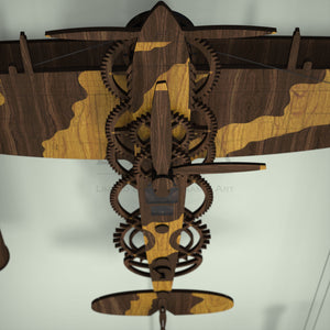 Spitfire wooden mechanical clock top down view 