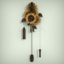 Load image into Gallery viewer, Sunflower wall clock with wooden gears and frame