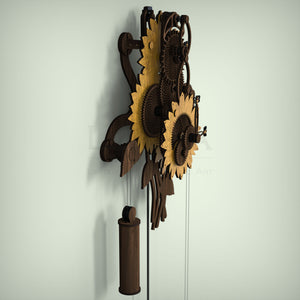 Sideview of sunflower mechanical wall clock