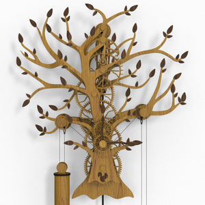 Tree Of Life Wooden Clock - Mechanical Pendulum Wall Clock Finished In Oak