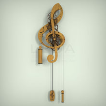 Load image into Gallery viewer, Treble clef wall mounted pendulum clock