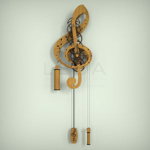 Treble clef wall mounted pendulum clock